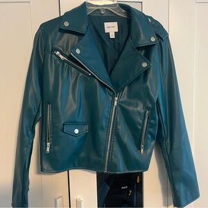 Nine West Teal Faux Leather Jacket Large
